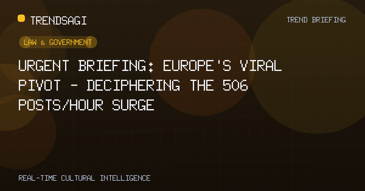 A high-quality digital visualization representing a data surge across Europe, featuring the European Union stars overlaid on a glowing blue map of the continent with interconnected high-speed data lines and social media connectivity nodes, conveying the u